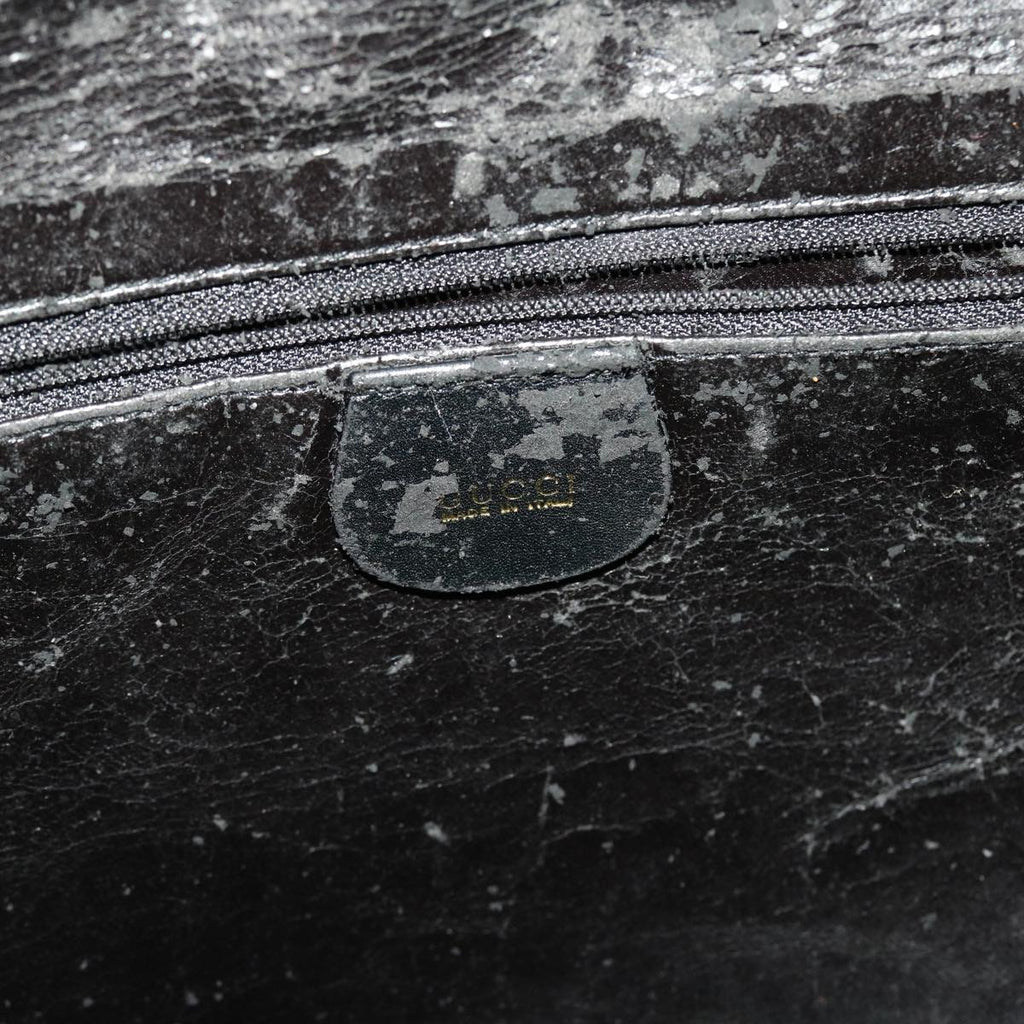 GUCCI Bamboo Hand Bag Leather 2way Black 1998 41333