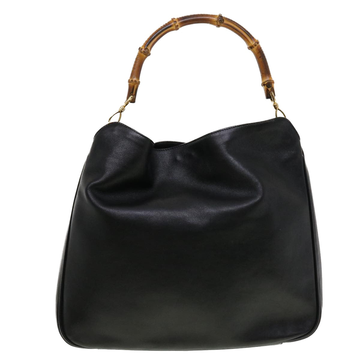 GUCCI Bamboo Hand Bag Leather 2way Black 1998 41333