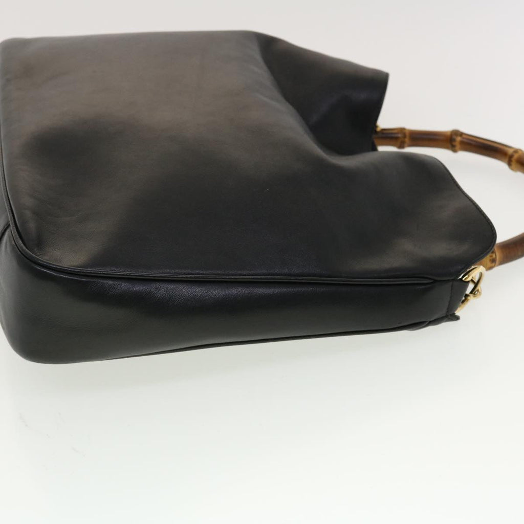 GUCCI Bamboo Hand Bag Leather 2way Black 1998 41333
