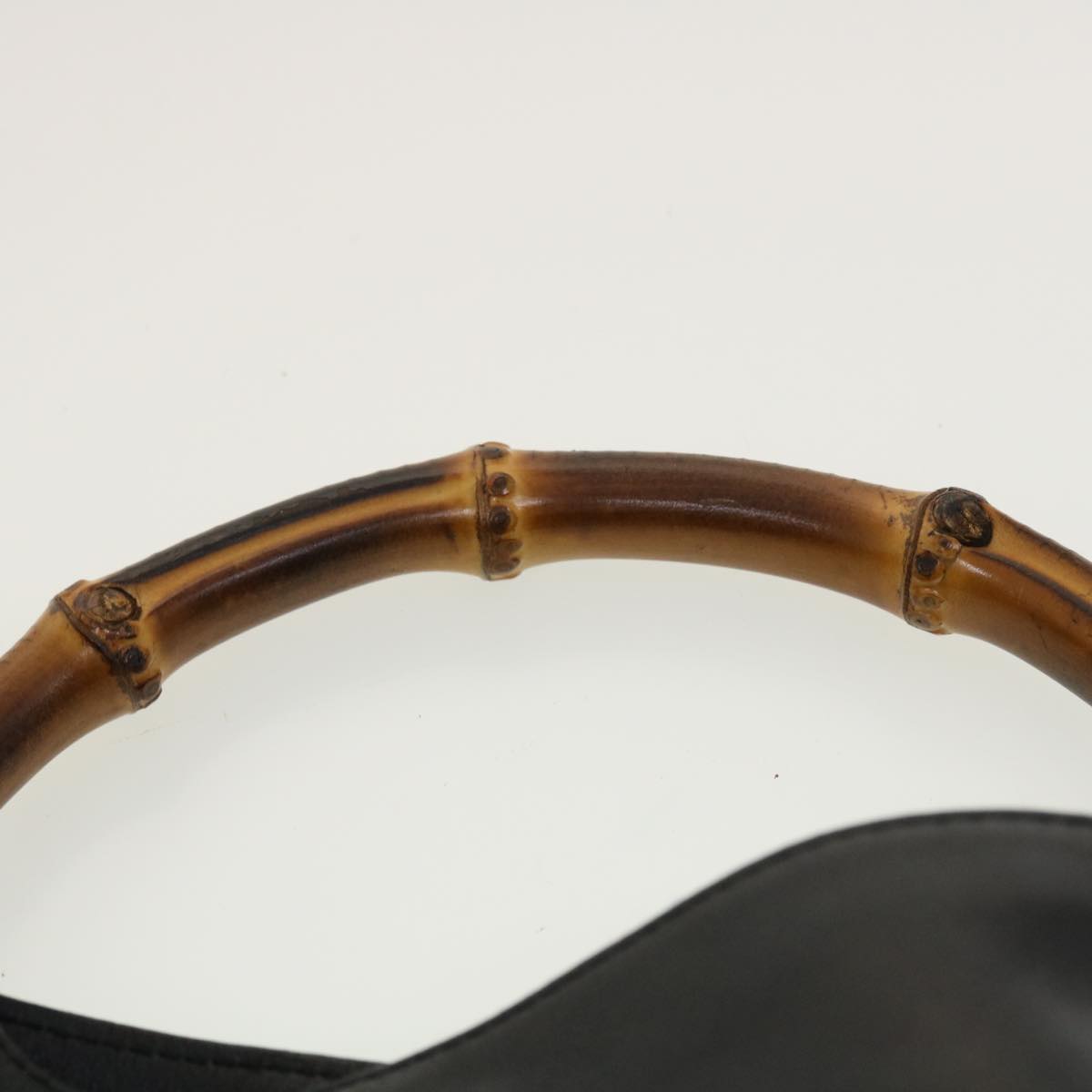 GUCCI Bamboo Hand Bag Leather 2way Black 1998 41333