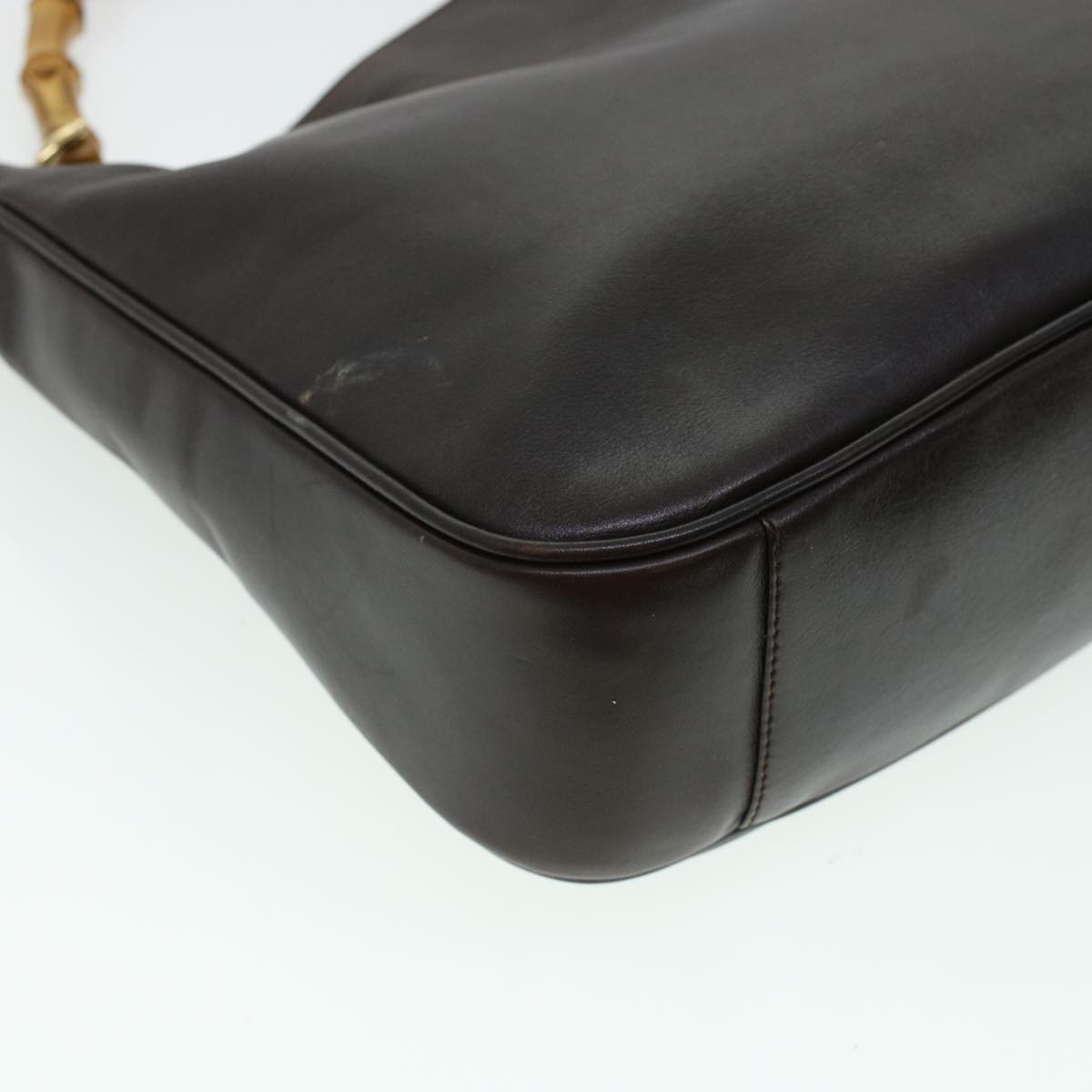 GUCCI Bamboo Hand Bag Leather Brown 0011638 41342