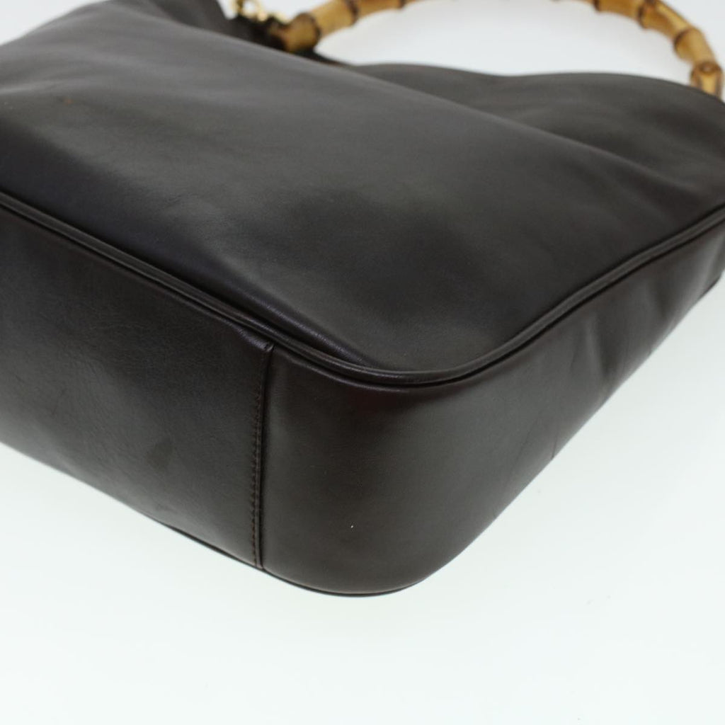 GUCCI Bamboo Hand Bag Leather Brown 0011638 41342