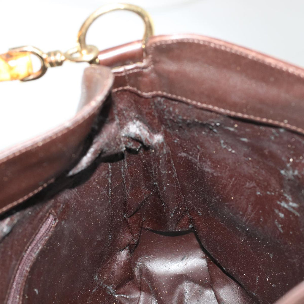 GUCCI Bamboo Hand Bag Leather Brown 0011638 41342