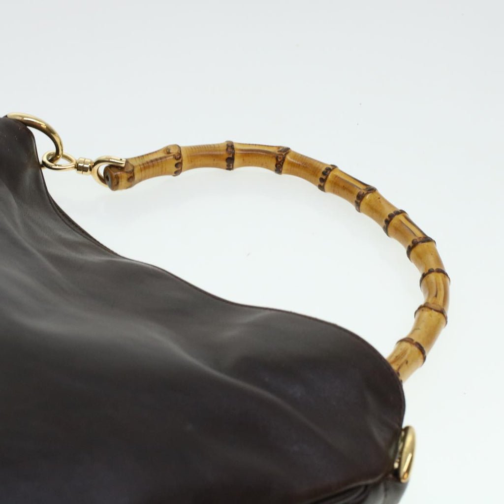 GUCCI Bamboo Hand Bag Leather Brown 0011638 41342