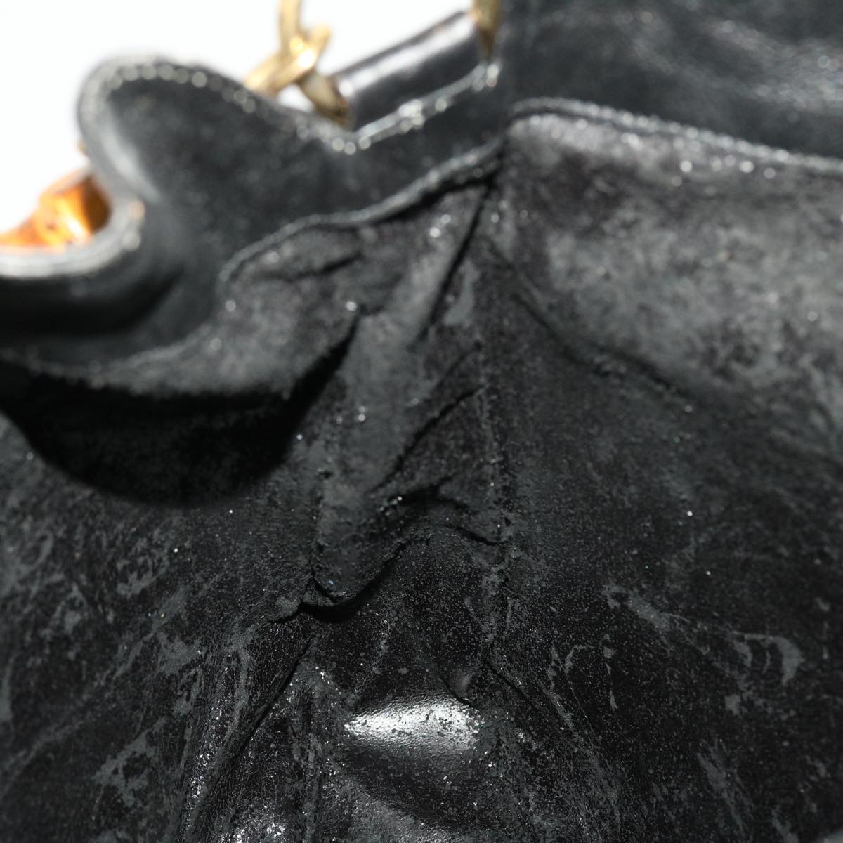 GUCCI Bamboo Hand Bag Leather 2way Black 0011577 41343