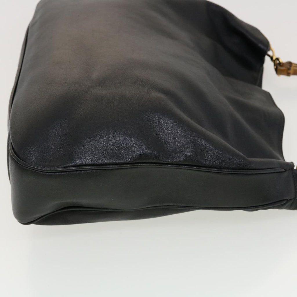 GUCCI Bamboo Hand Bag Leather 2way Black 0011577 41343
