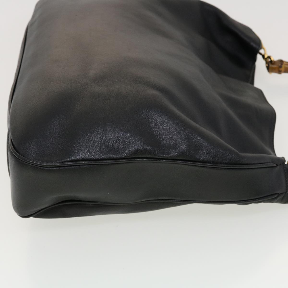 GUCCI Bamboo Hand Bag Leather 2way Black 0011577 41343