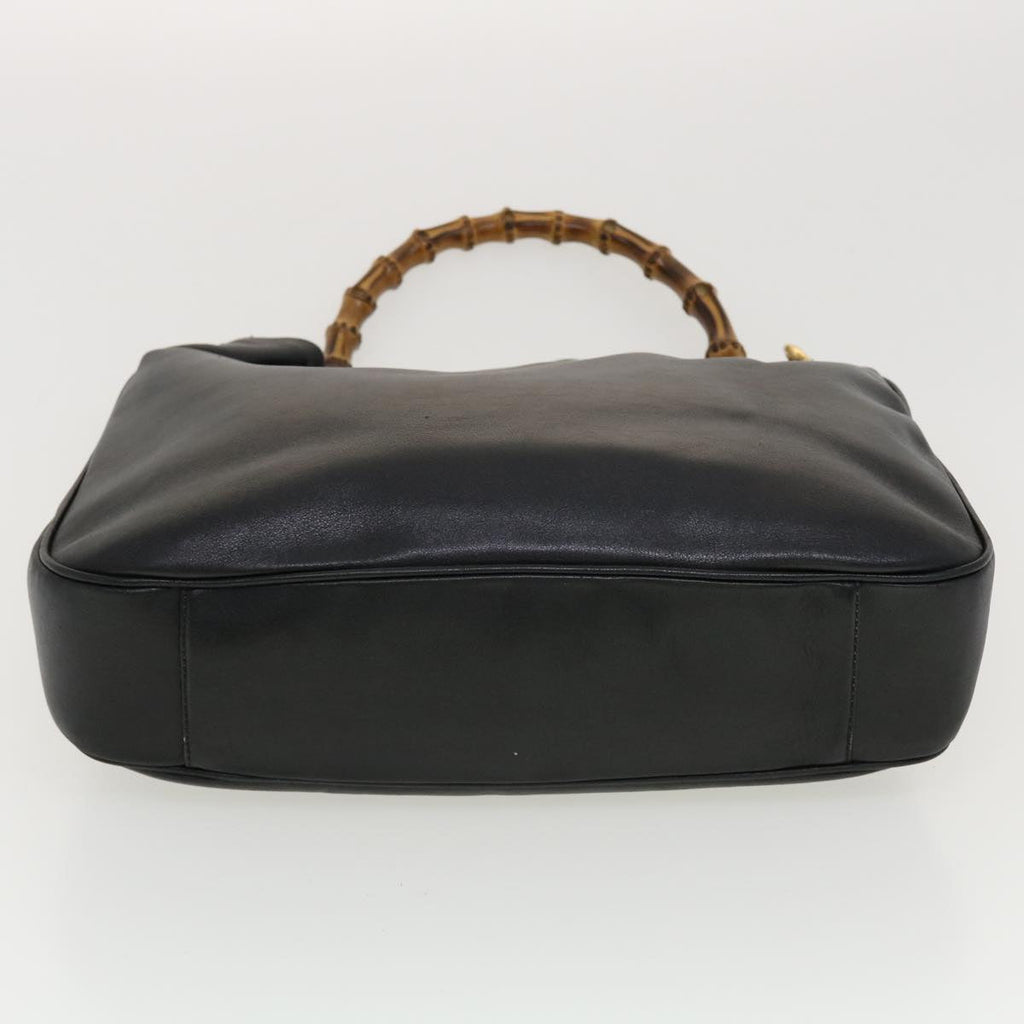 GUCCI Bamboo Hand Bag Leather 2way Black 0011577 41343