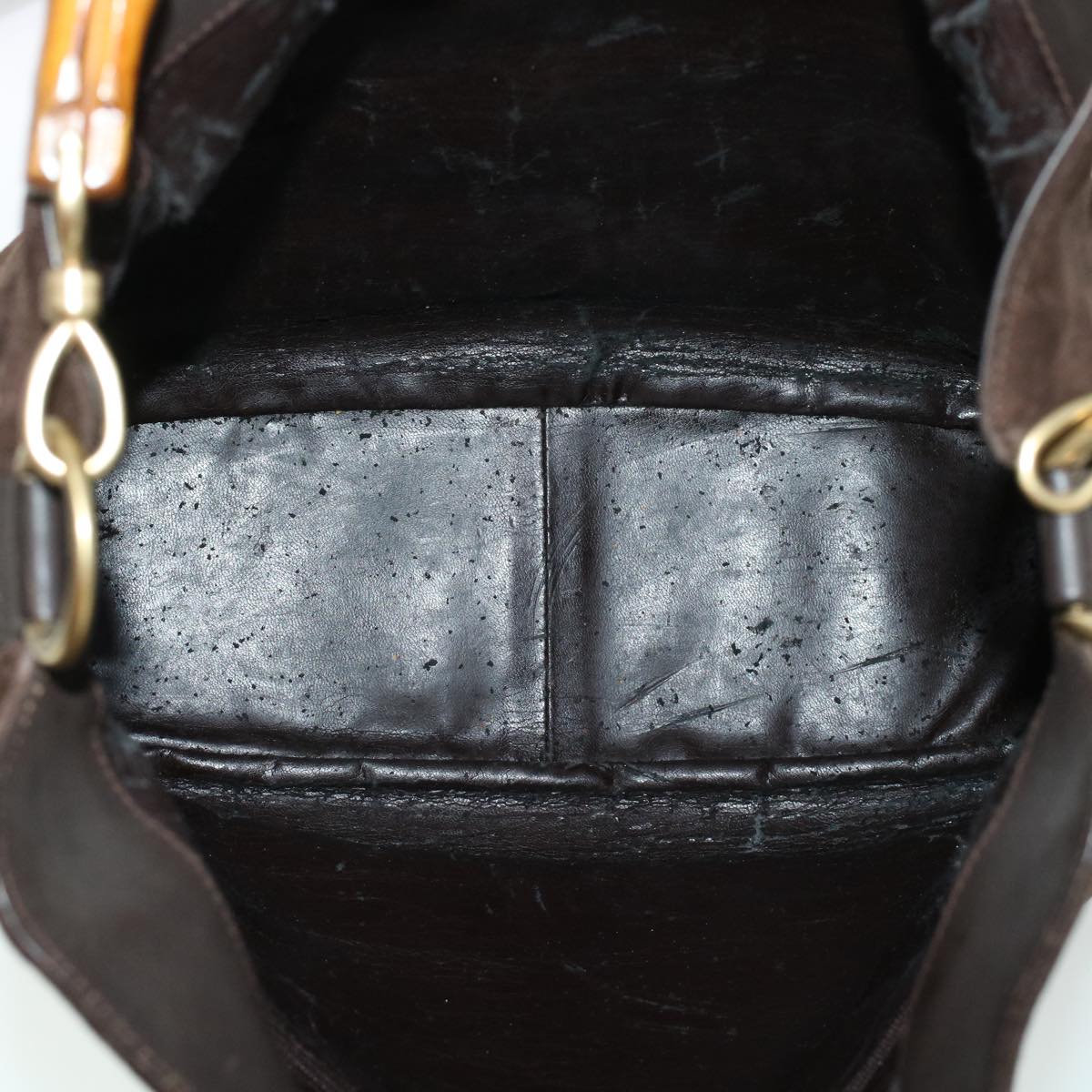 GUCCI Bamboo Hand Bag Suede 2way Brown 001.3444.1577 41364