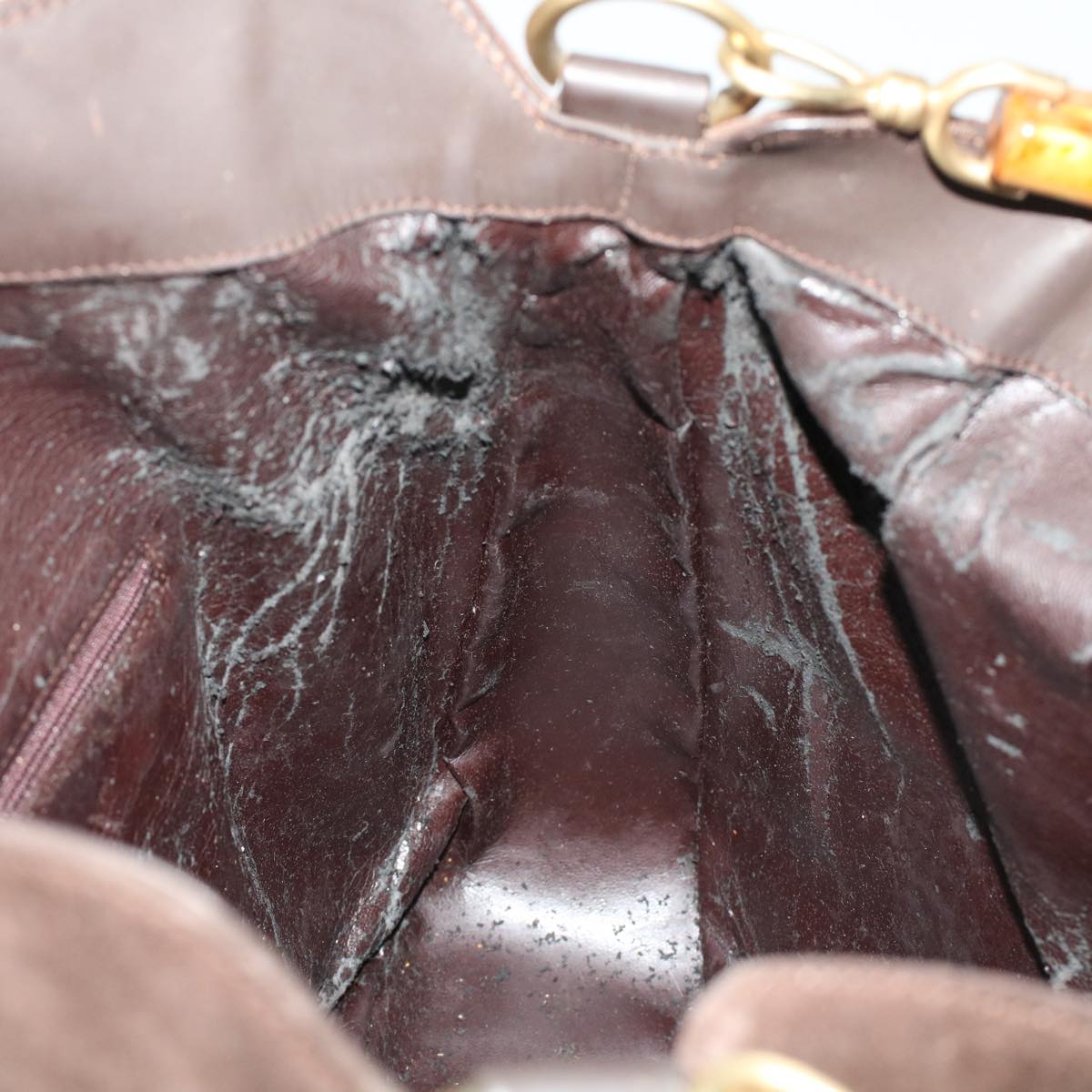 GUCCI Bamboo Hand Bag Suede 2way Brown 001.3444.1577 41364