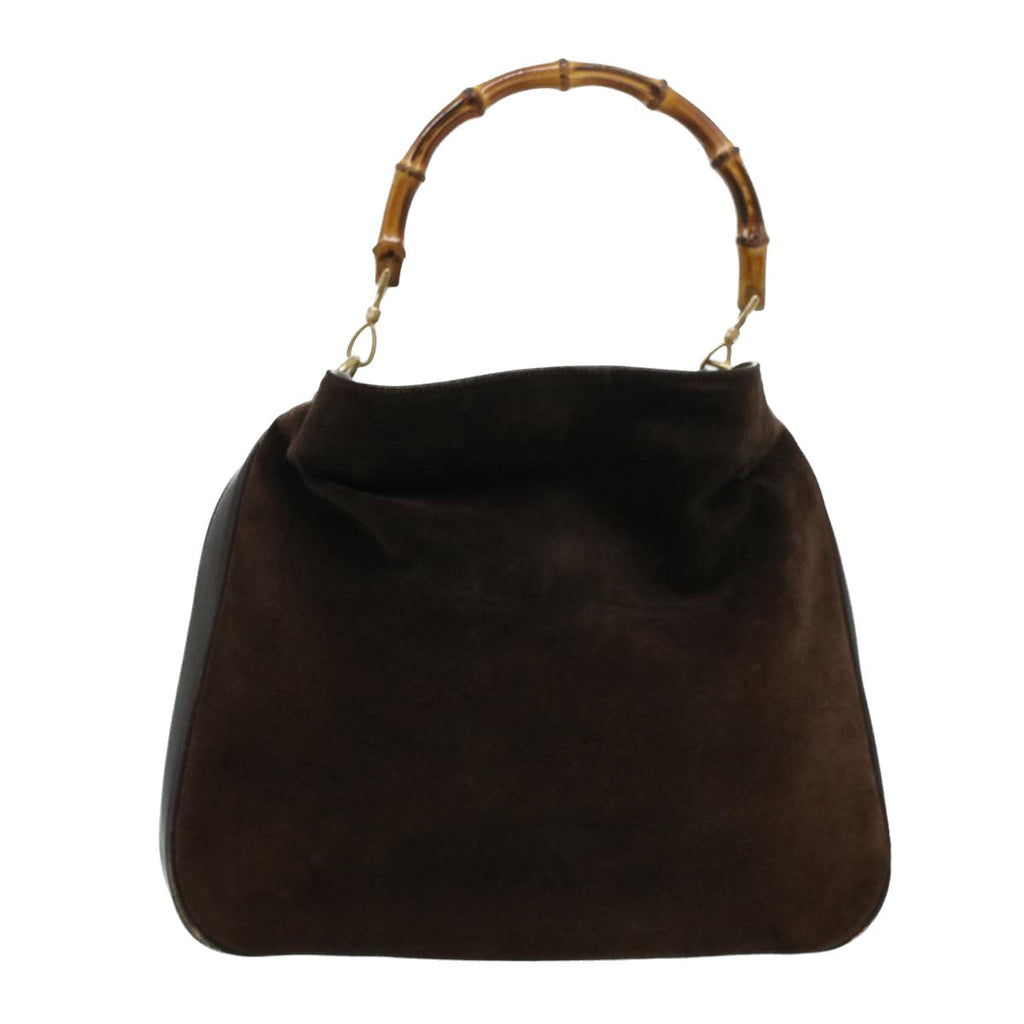 GUCCI Bamboo Hand Bag Suede 2way Brown 001.3444.1577 41364