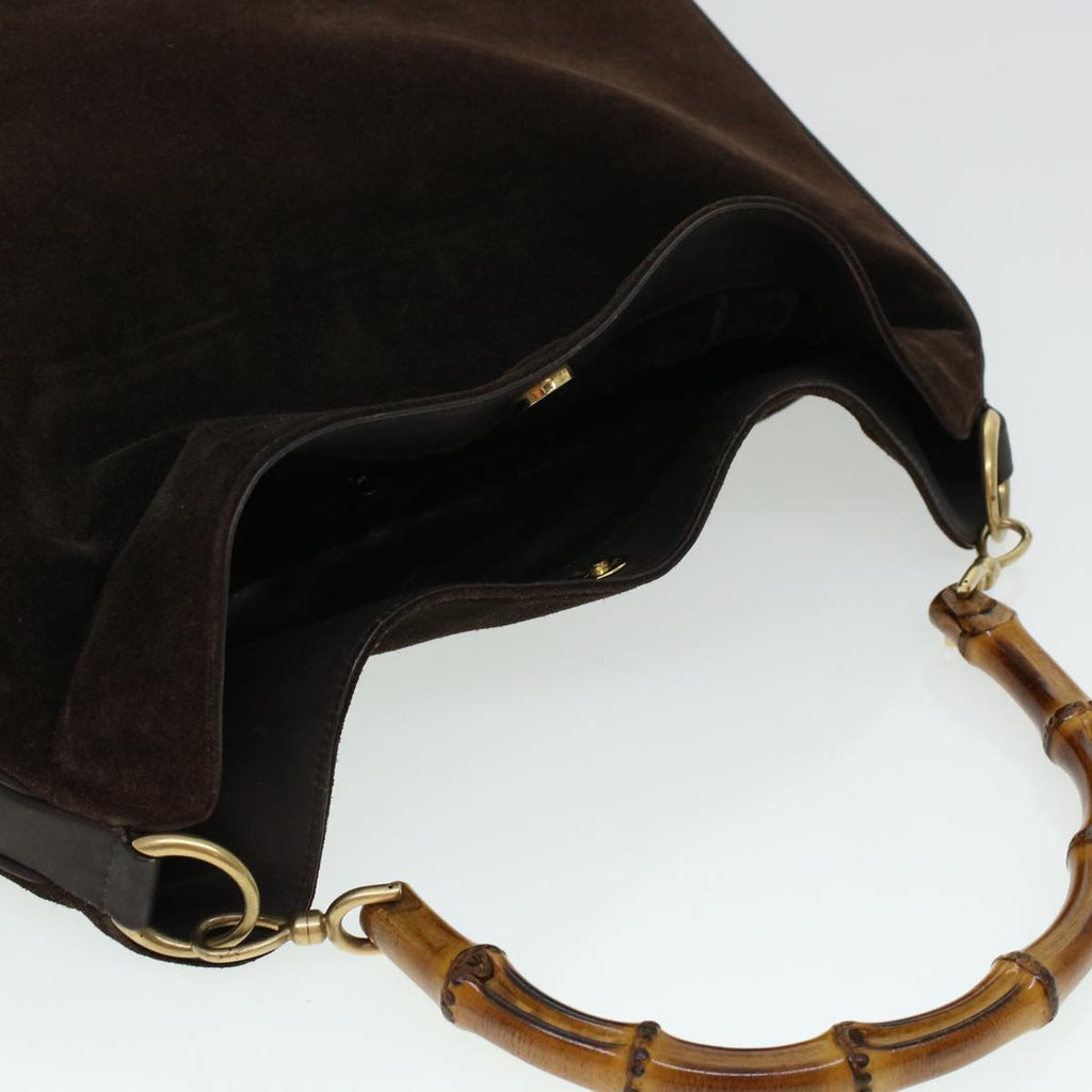 GUCCI Bamboo Hand Bag Suede 2way Brown 001.3444.1577 41364