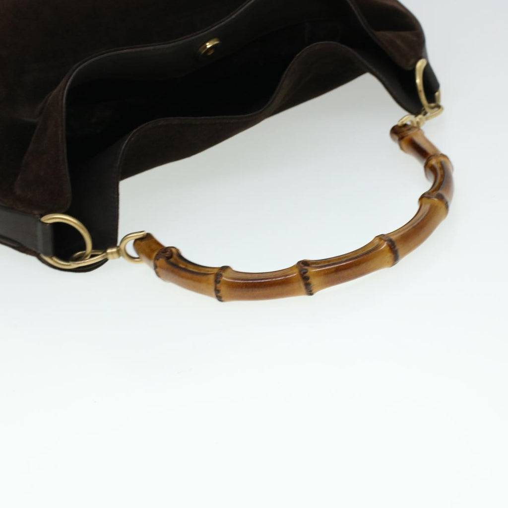GUCCI Bamboo Hand Bag Suede 2way Brown 001.3444.1577 41364