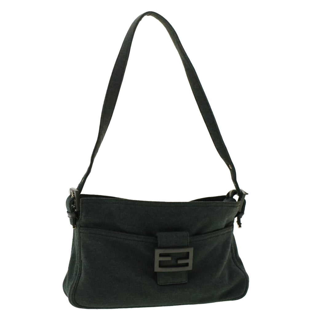 FENDI Mamma Baguette Shoulder Bag Cotton Gray 2305.26566.099 41382