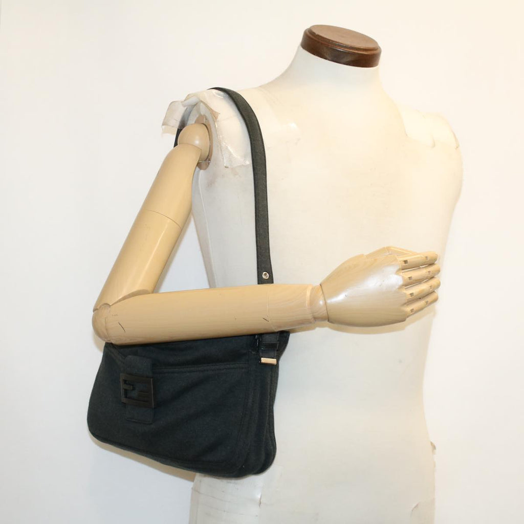 FENDI Mamma Baguette Shoulder Bag Cotton Gray 2305.26566.099 41382
