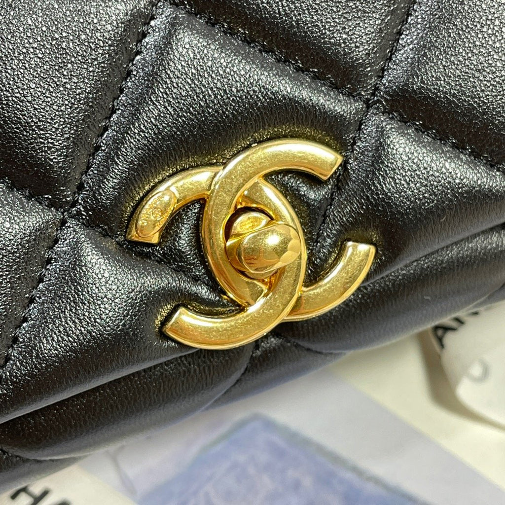 CHLLarge Flap Bag Gold Hardware Black For Women, Women’s Handbags, Shoulder Bags 9.1in/23cm AS3367