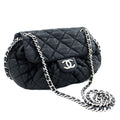 CHANEL Chain Around Shoulder Bag Crossbody Black Calfskin Leather j91