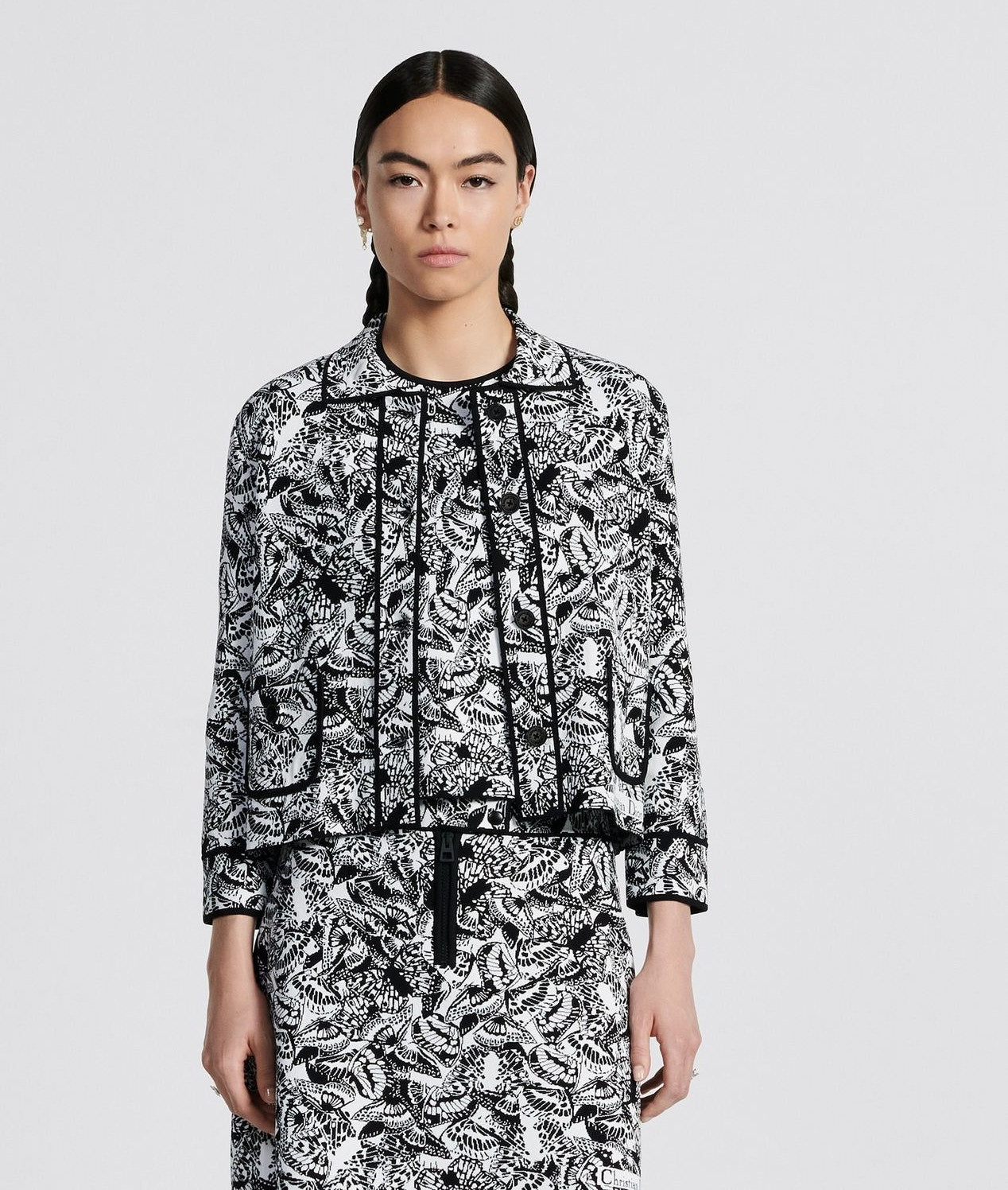 CROPPED JACKET with Butterflies Motif