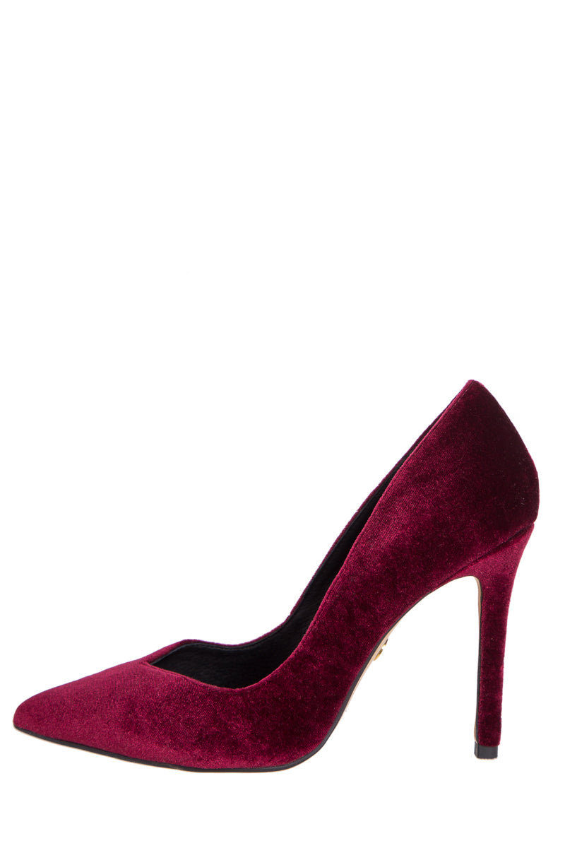 Cecilia Burgundy Velvet Pointed-Toe Heels SZ 8