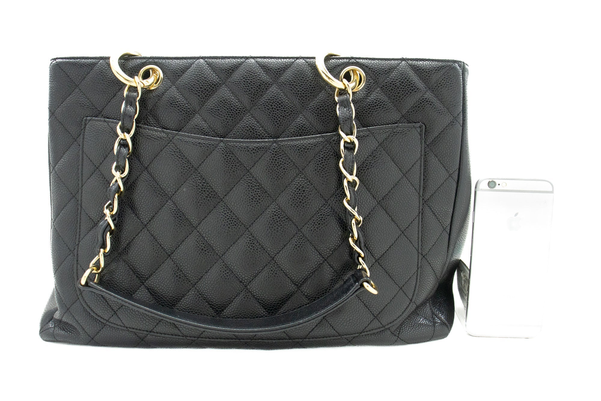 CHANEL Caviar GST 13" Grand Shopping Tote Chain Shoulder Bag Black j25