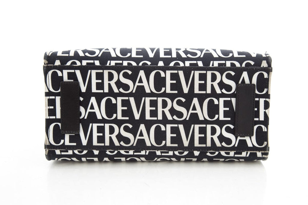 Versace Black & White Logo Canvas Tote