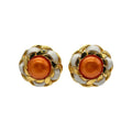 Vintage CHANEL Red Orange Synthetic Pearl Leather & Chain Earrings