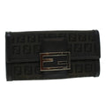 FENDI Zucchino Canvas Long Wallet Nylon Black 41768