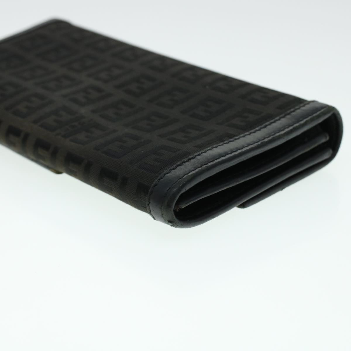FENDI Zucchino Canvas Long Wallet Nylon Black 41768
