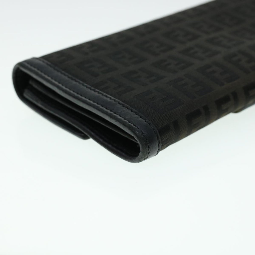 FENDI Zucchino Canvas Long Wallet Nylon Black 41768