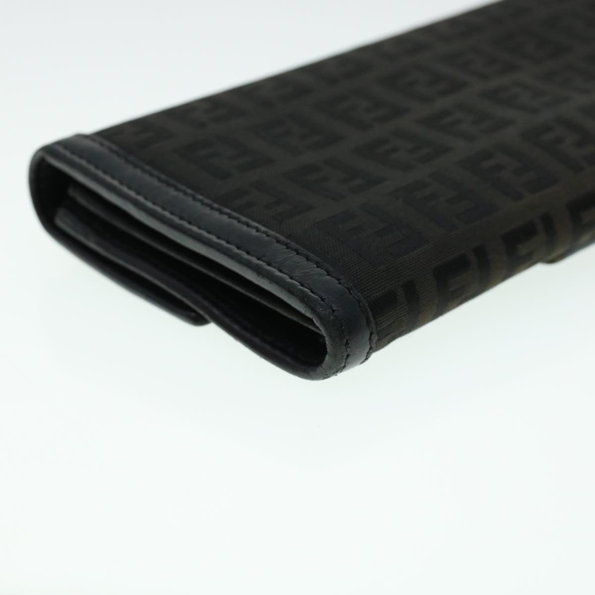 FENDI Zucchino Canvas Long Wallet Nylon Black 41768