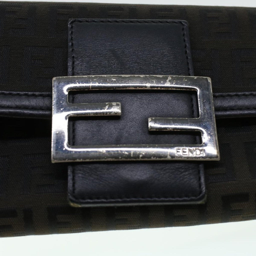 FENDI Zucchino Canvas Long Wallet Nylon Black 41768