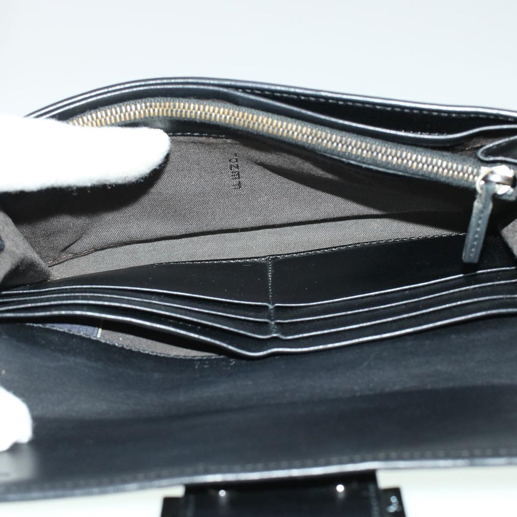 FENDI Zucchino Canvas Long Wallet Nylon Black 41768