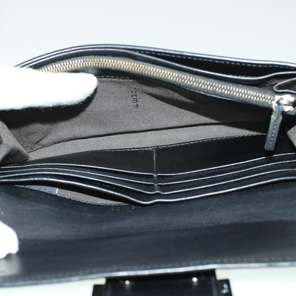 FENDI Zucchino Canvas Long Wallet Nylon Black 41768