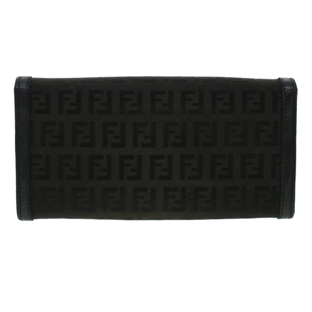 FENDI Zucchino Canvas Long Wallet Nylon Black 41768