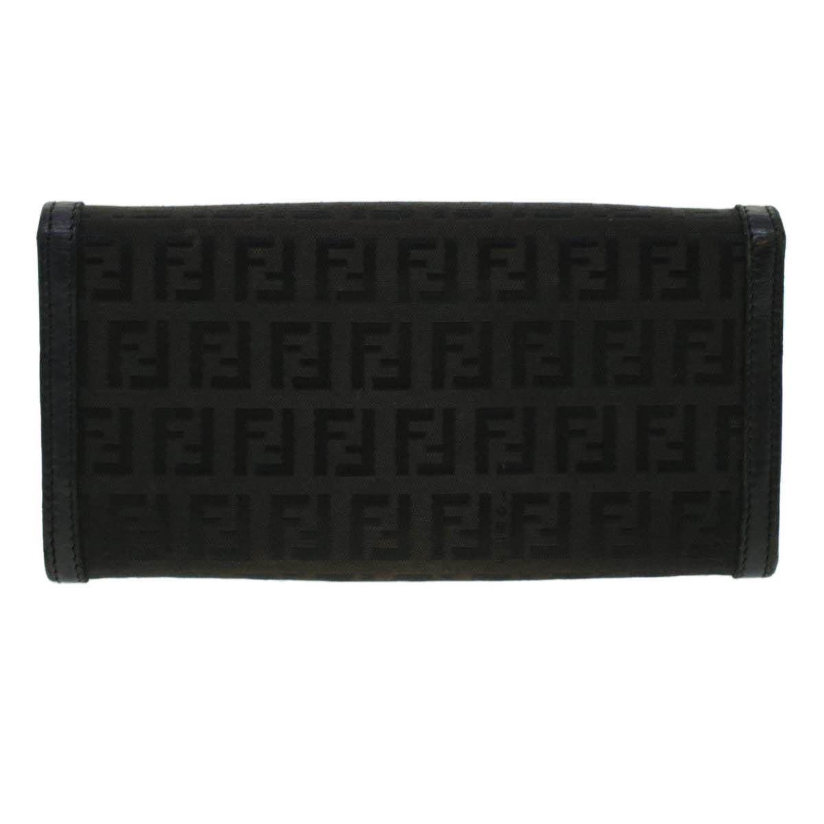 FENDI Zucchino Canvas Long Wallet Nylon Black 41768