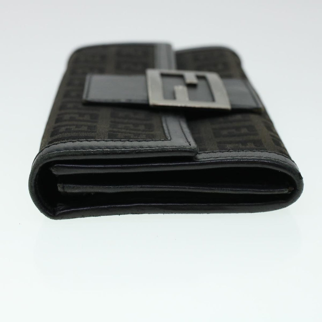 FENDI Zucchino Canvas Long Wallet Nylon Black 41768