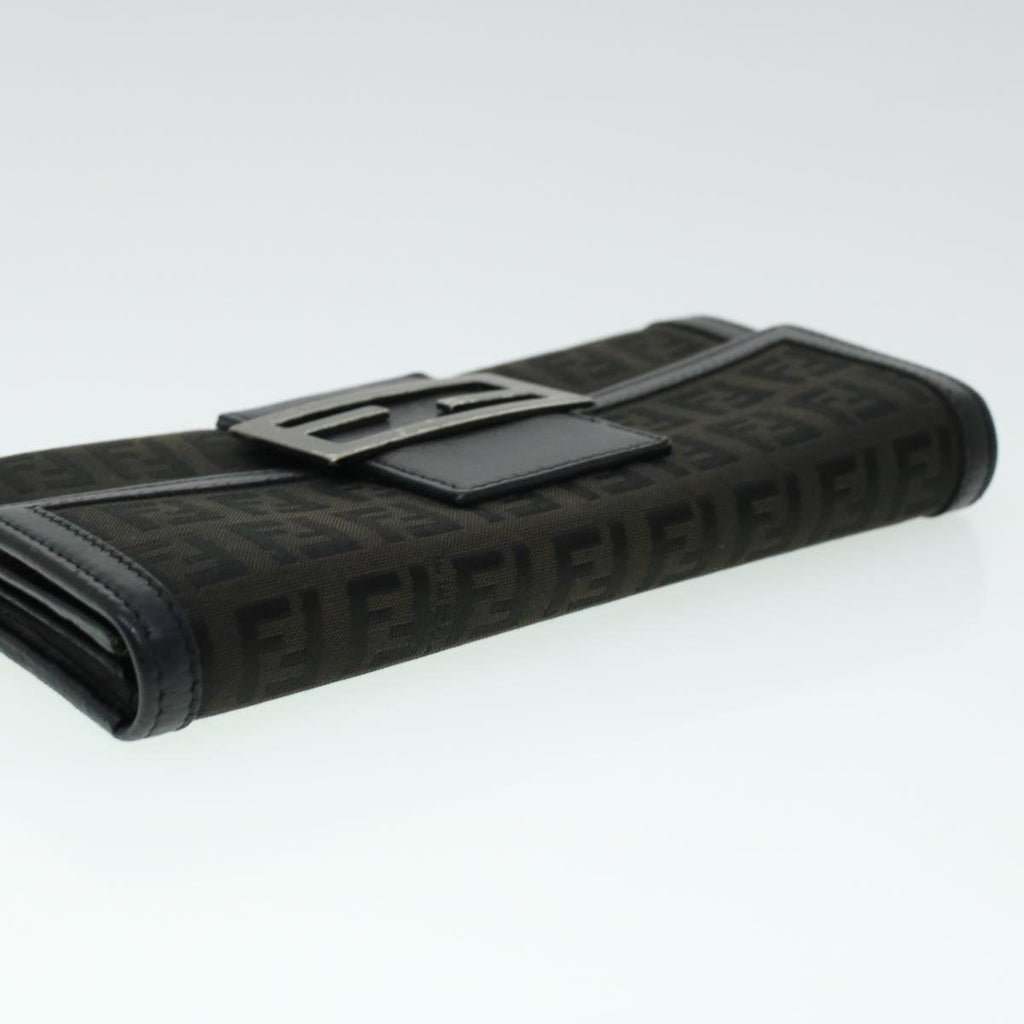 FENDI Zucchino Canvas Long Wallet Nylon Black 41768