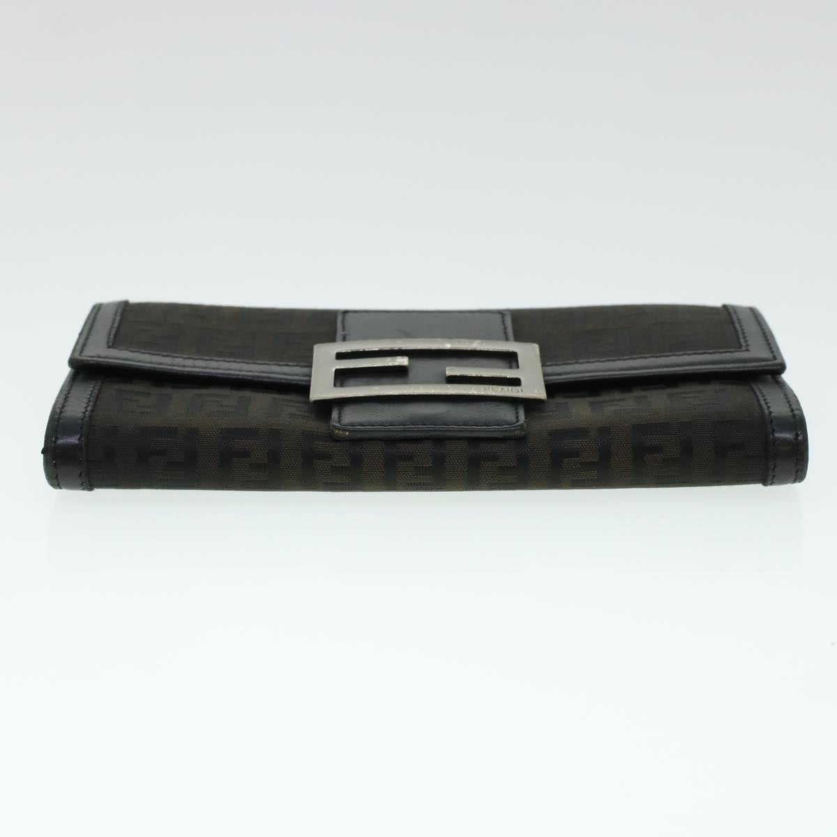 FENDI Zucchino Canvas Long Wallet Nylon Black 41768
