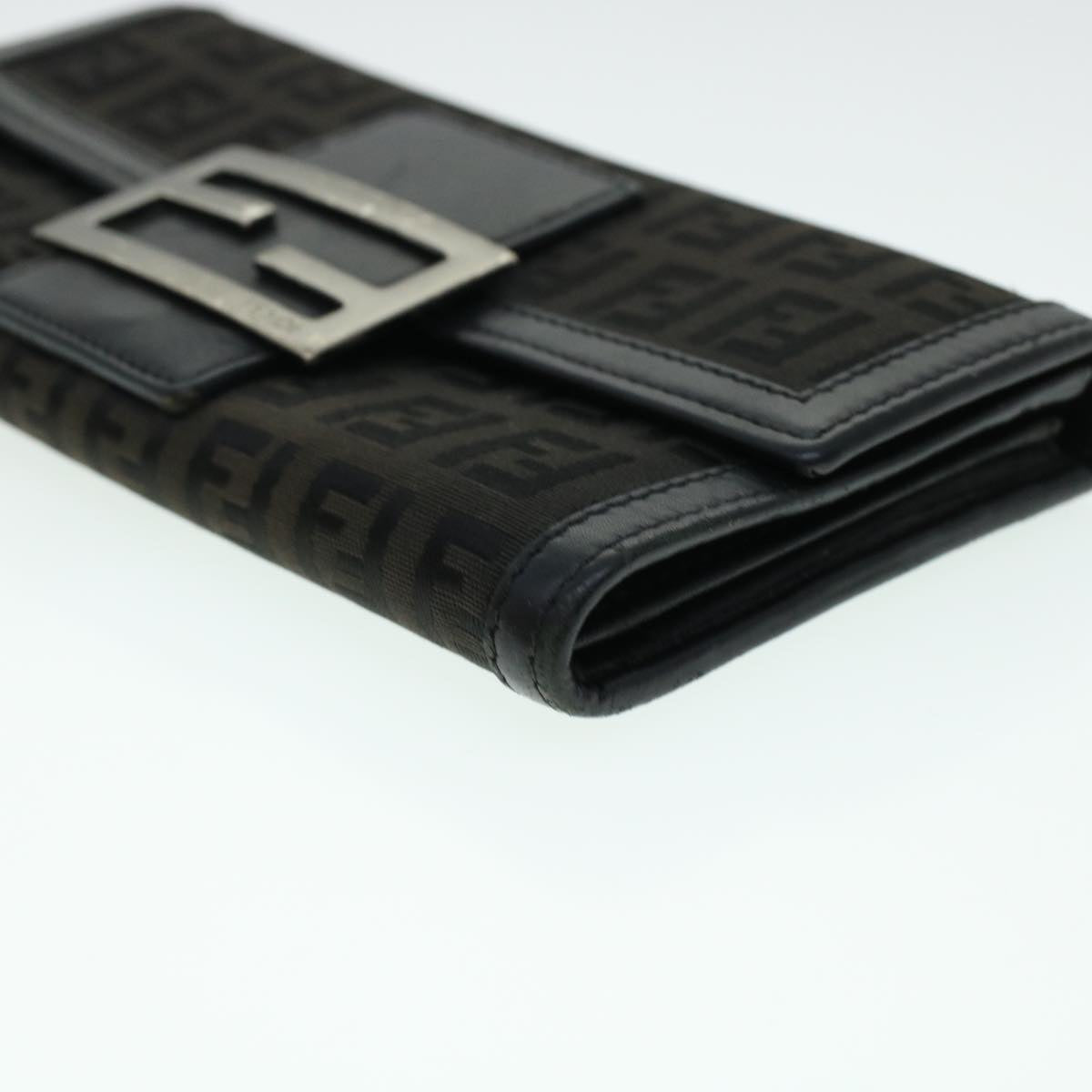 FENDI Zucchino Canvas Long Wallet Nylon Black 41768
