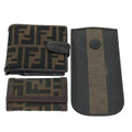 FENDI Key Case Zucca Canvas Wallet 3Set Black Brown 41787
