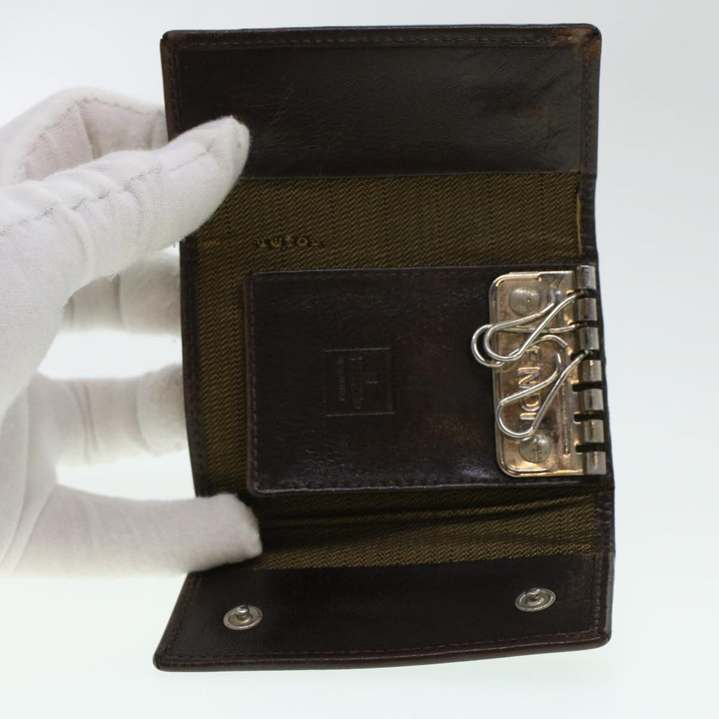 FENDI Key Case Zucca Canvas Wallet 3Set Black Brown 41787