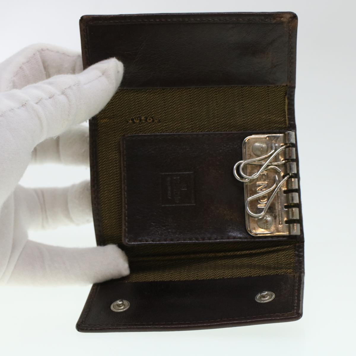 FENDI Key Case Zucca Canvas Wallet 3Set Black Brown 41787