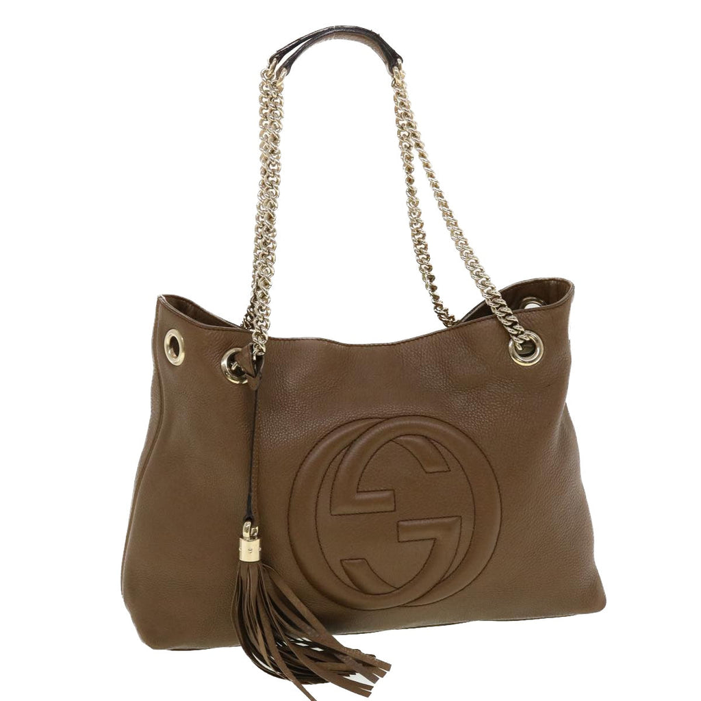 GUCCI Chain Soho Shoulder Bag Leather Brown 308982 41958