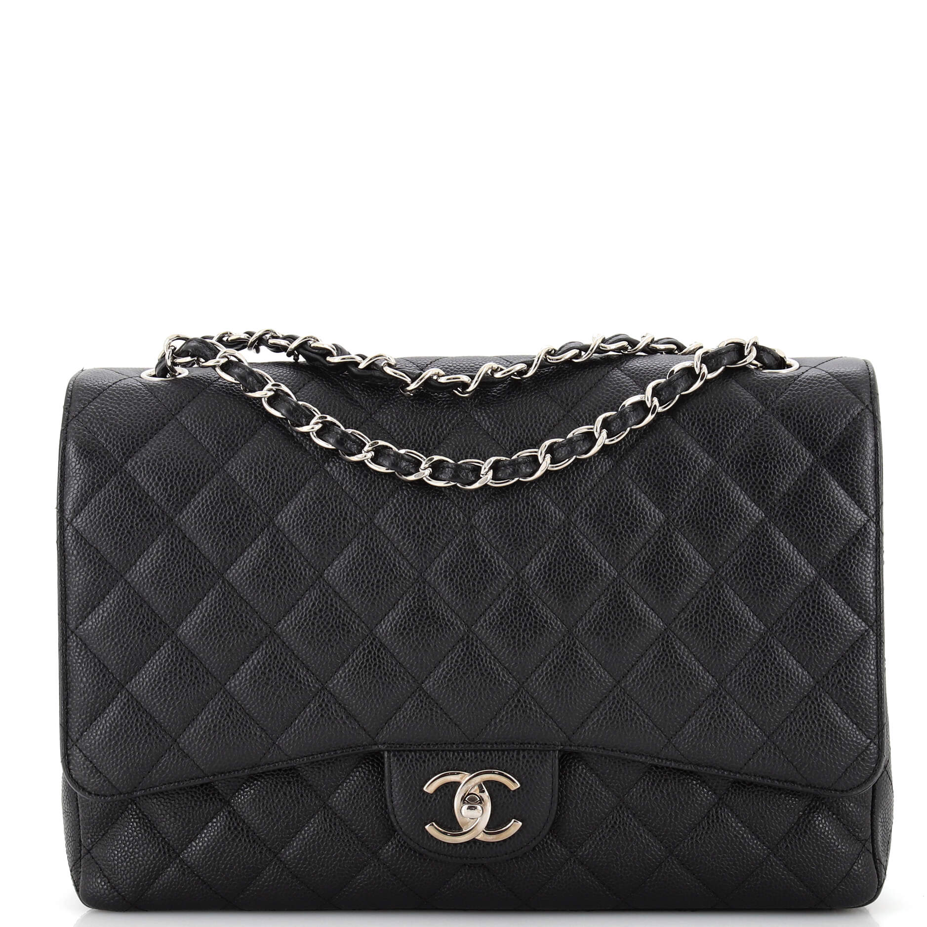 CHANEL Classic Double Flap Bag Quilted Caviar Maxi