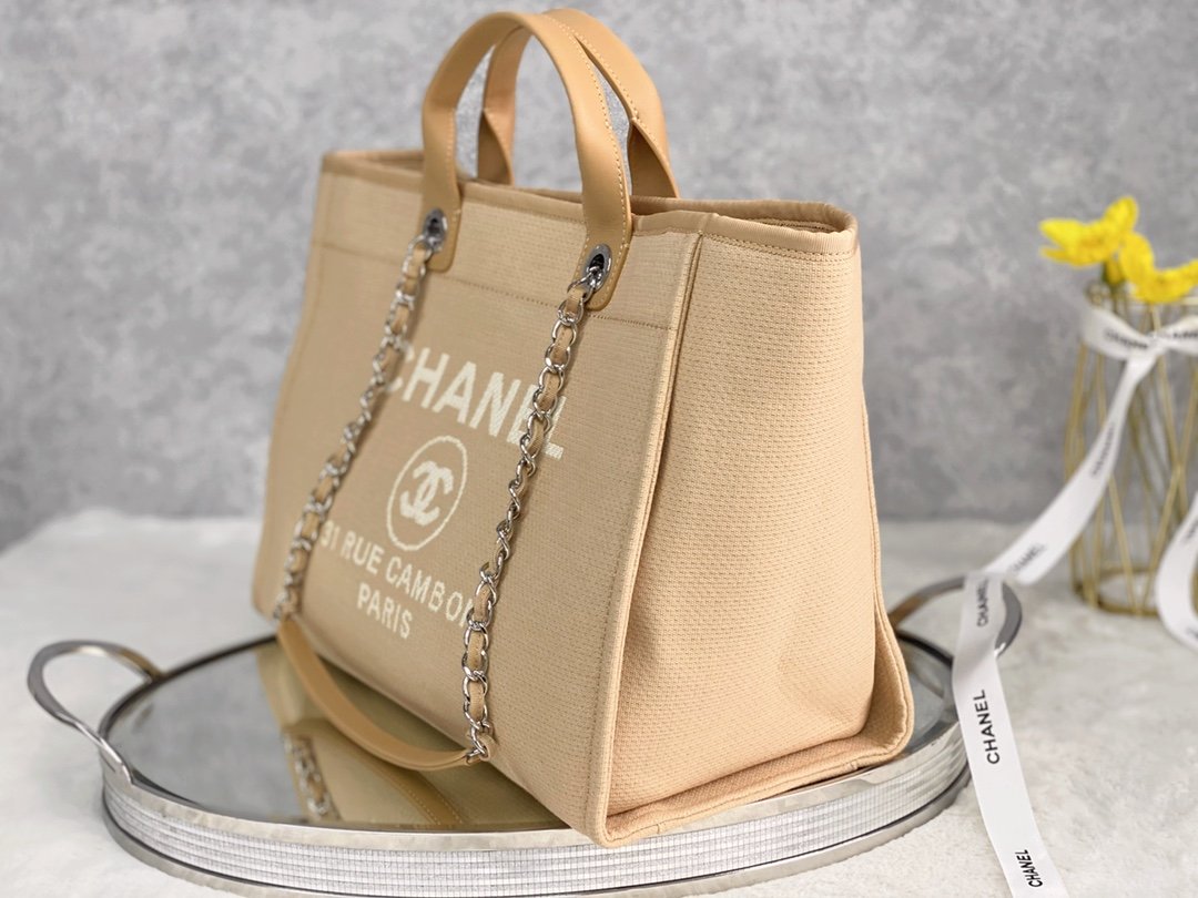 CHLSmall Shopping Bag Silver Hardware Raffia For Women, Women’s Handbags, Shoulder Bags 15.2in/39cm AS3257