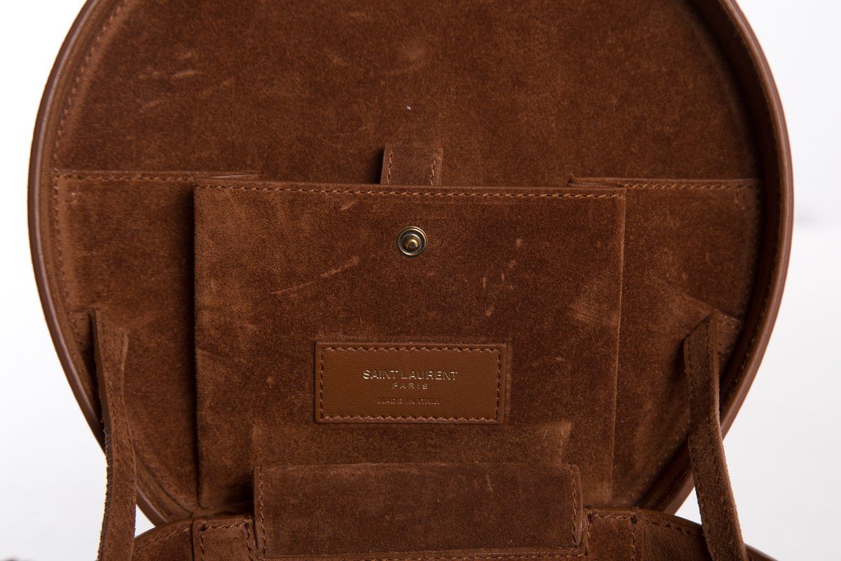 Yves Saint Laurent Brown Gazela Fur Small Hat Box Shoulder Bag