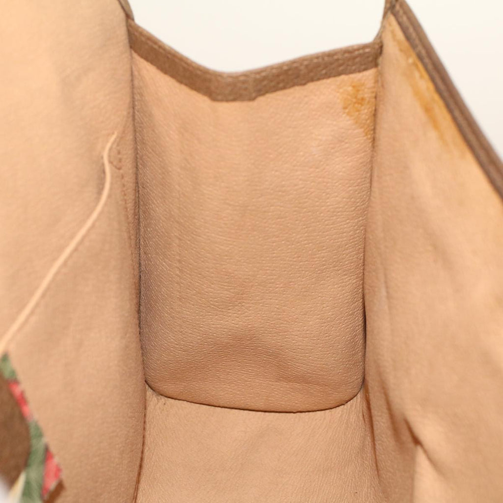 GUCCI GG Canvas Web Sherry Line Clutch Bag PVC Leather Beige Green 42088
