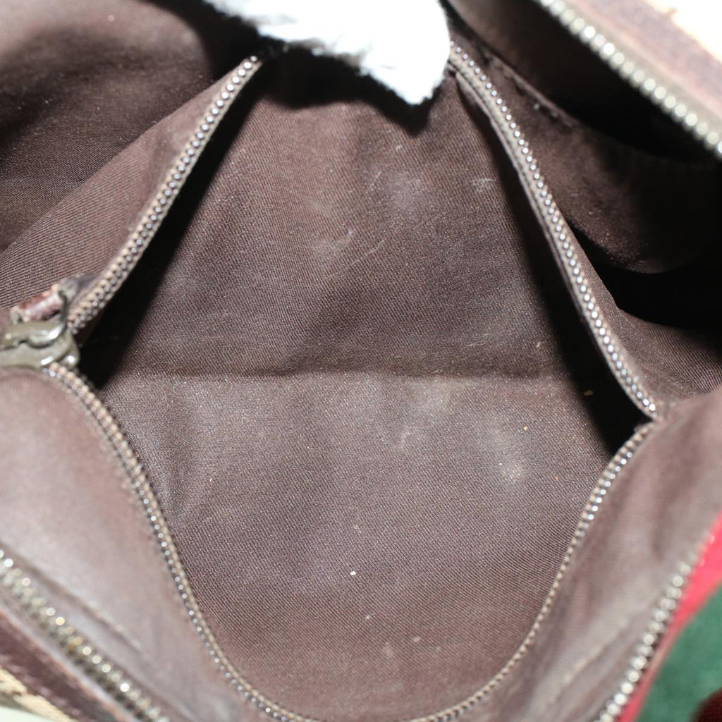 GUCCI GG Canvas Web Sherry Line Shoulder Bag Beige Red Green 122790 42089