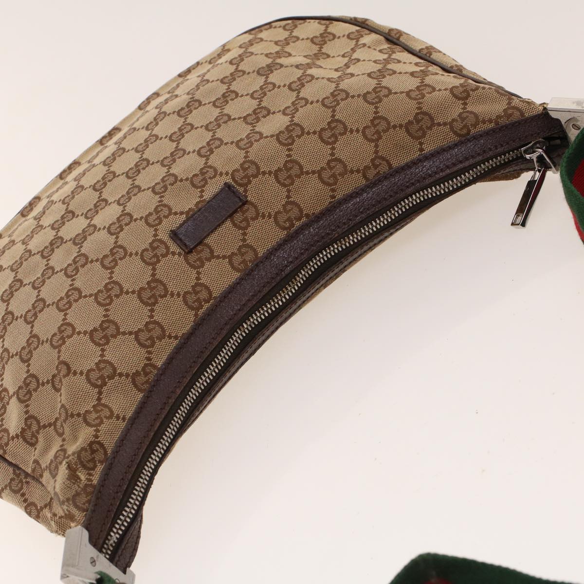 GUCCI GG Canvas Web Sherry Line Shoulder Bag Beige Red Green 122790 42089