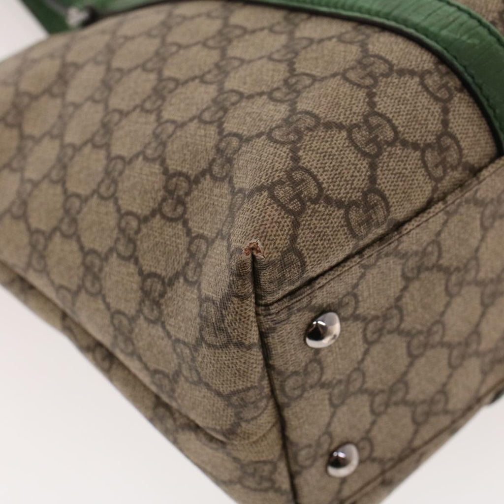 GUCCI GG Canvas Tote Bag PVC Leather Beige Green 42102